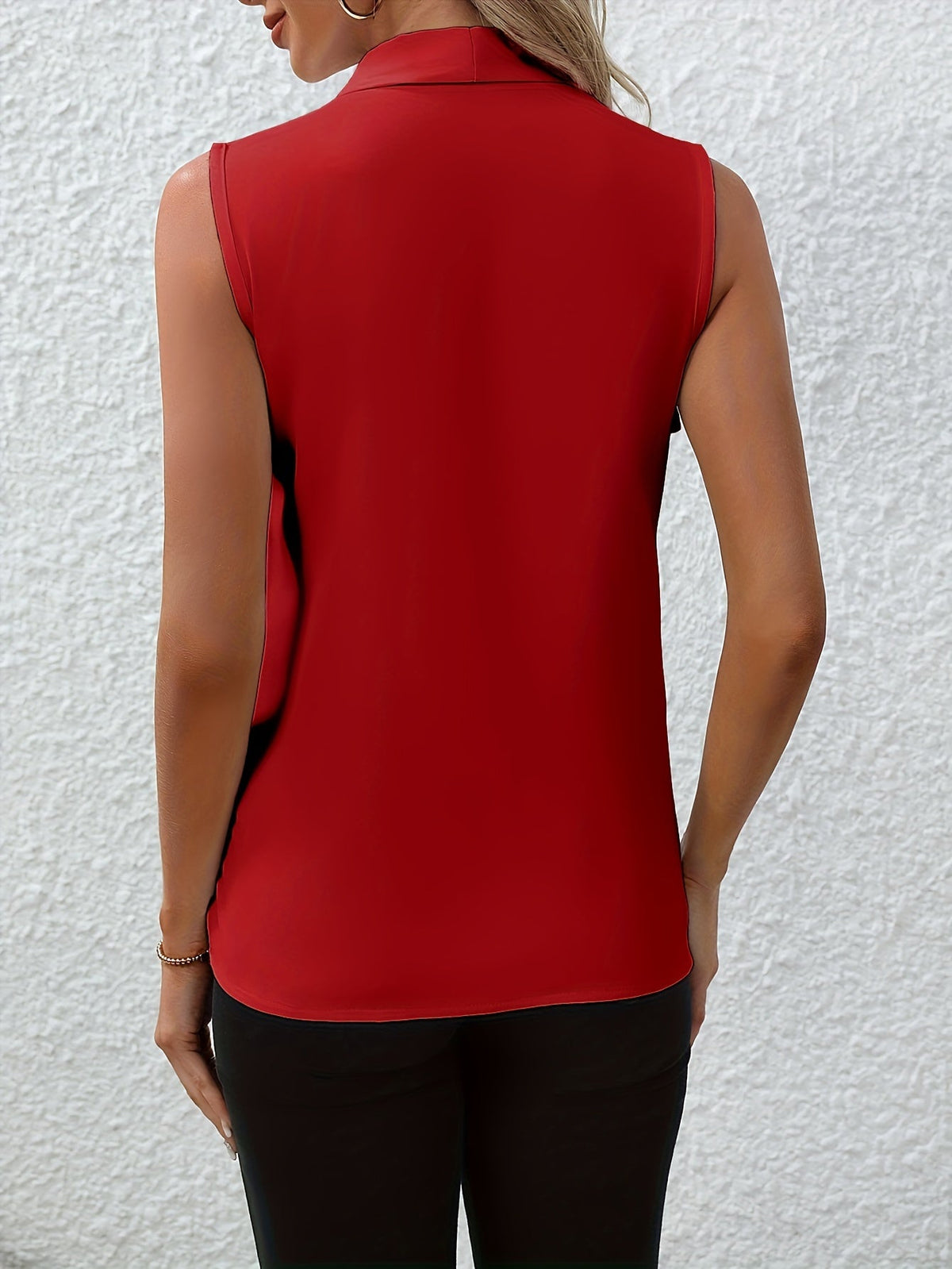 Chic V-neck Blouse, Elegant Sleeveless Top