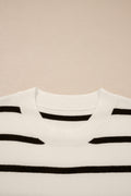 White Side Slits Crewneck Short Sleeve Sweater Tee