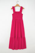 Red Plaid Square Neck Fit-and-flared Vacation Sundress