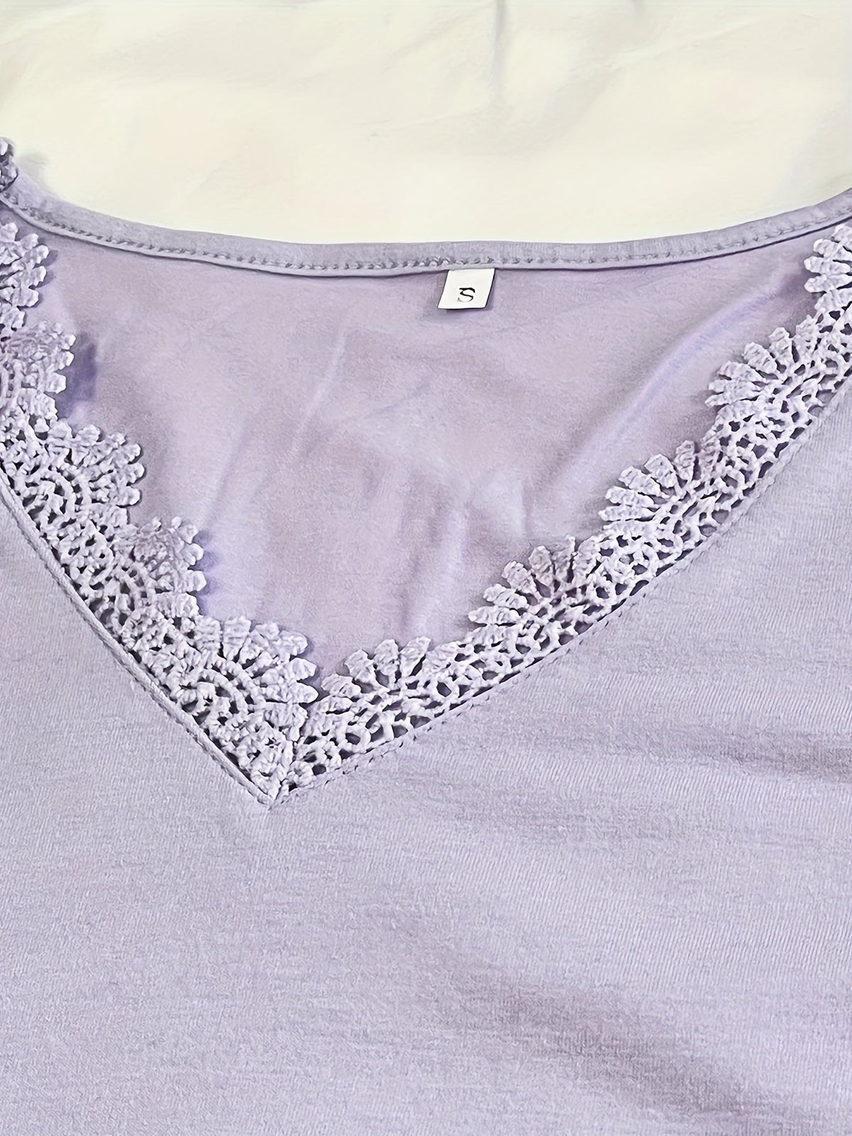 Pure Color Lace Patchwork Short Sleeve T-shirt