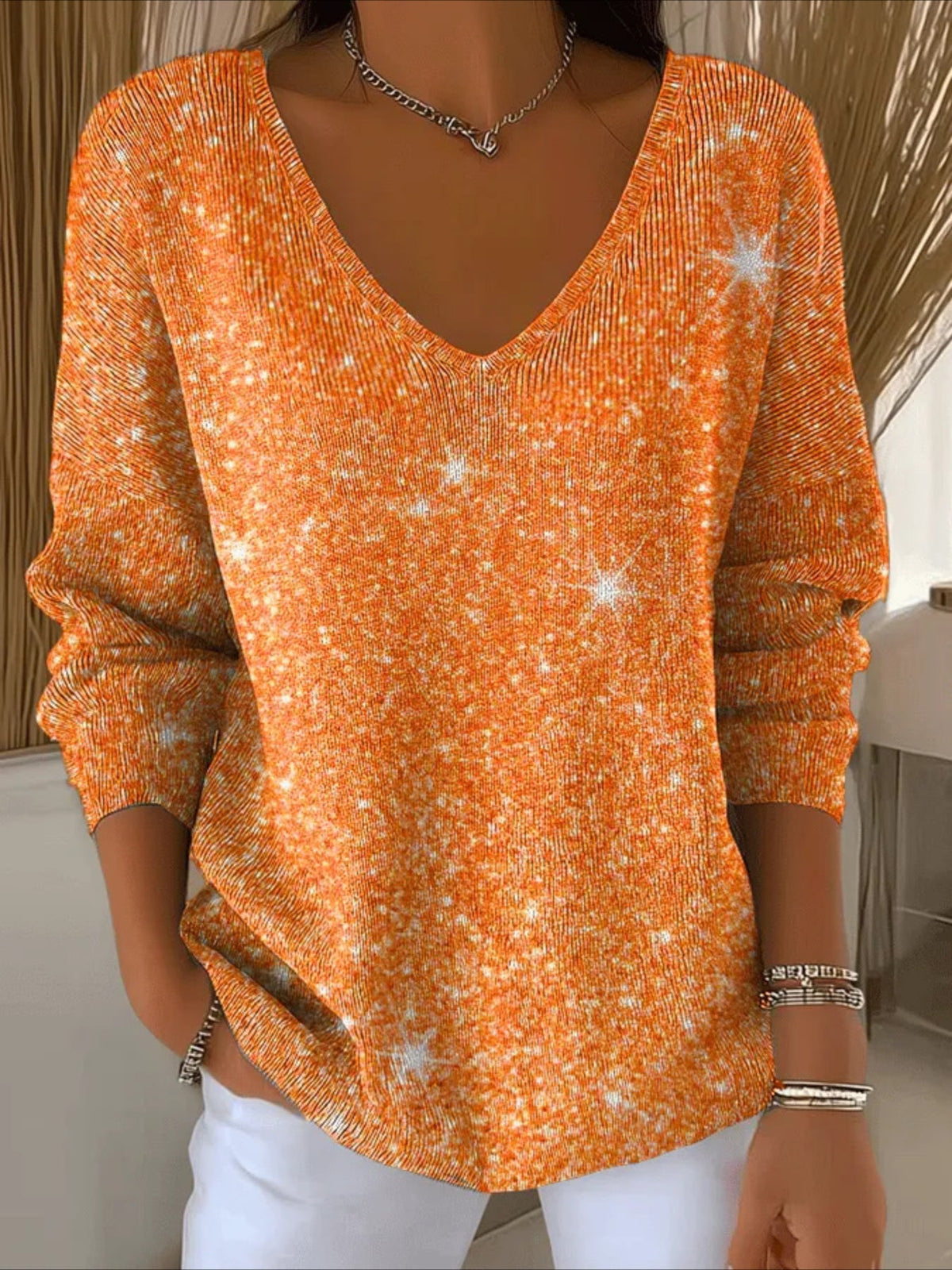 Women Floral Long Sleeve Comfy Casual Sweater Tee