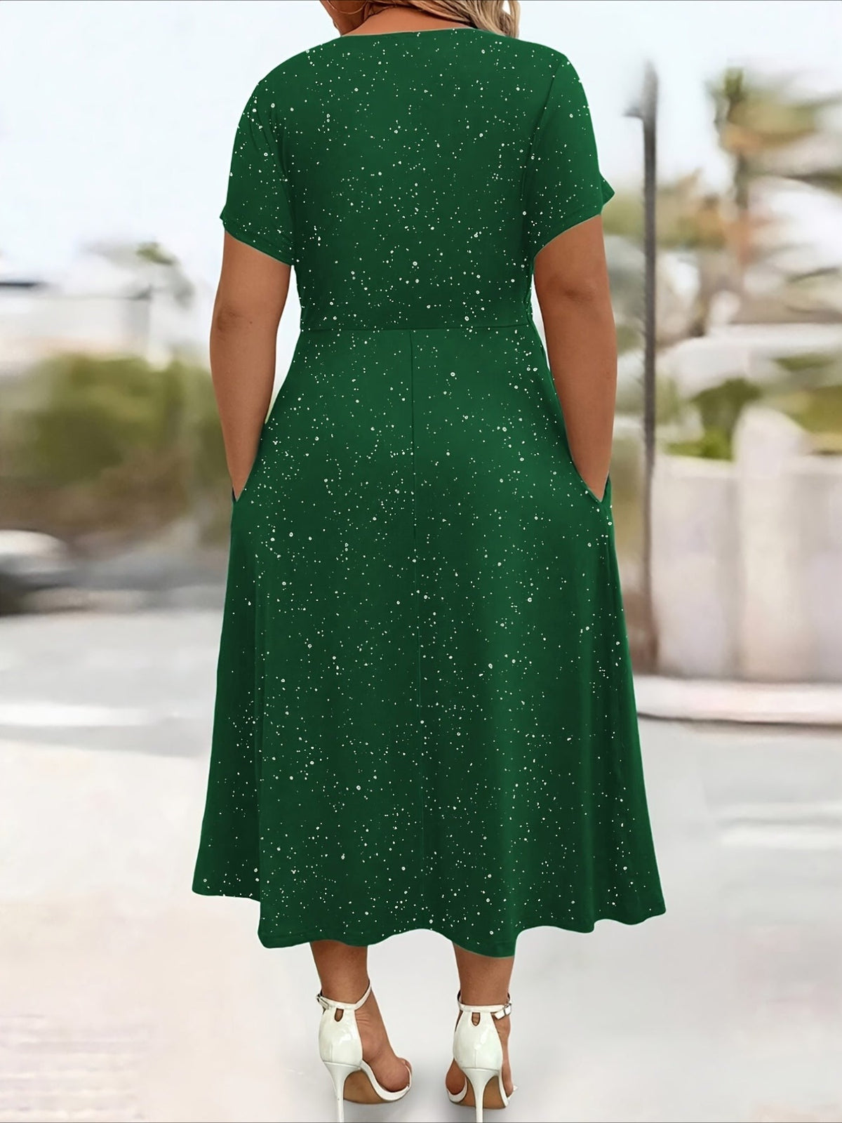 Elegant V-Neck Flattering Fit with Pocket Dress