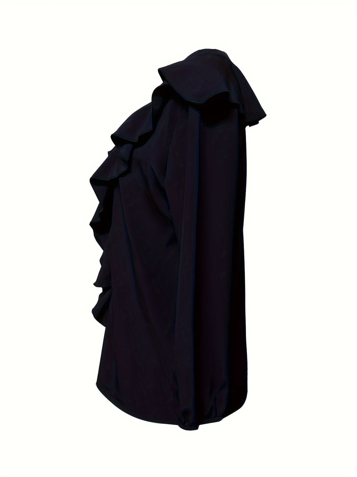 Ruffle Trim Button Front Blouse, Casual Long Sleeve Blouse