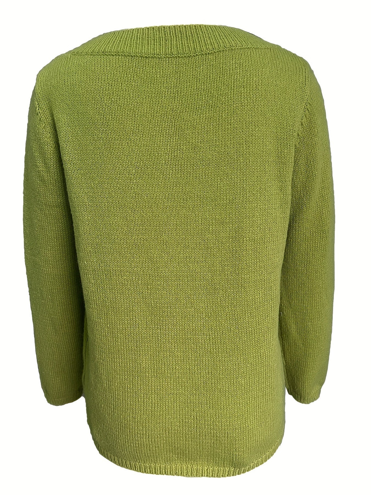 Solid Versatile Knit Sweater, Casual V Neck Long Sleeve Sweater With Buttons