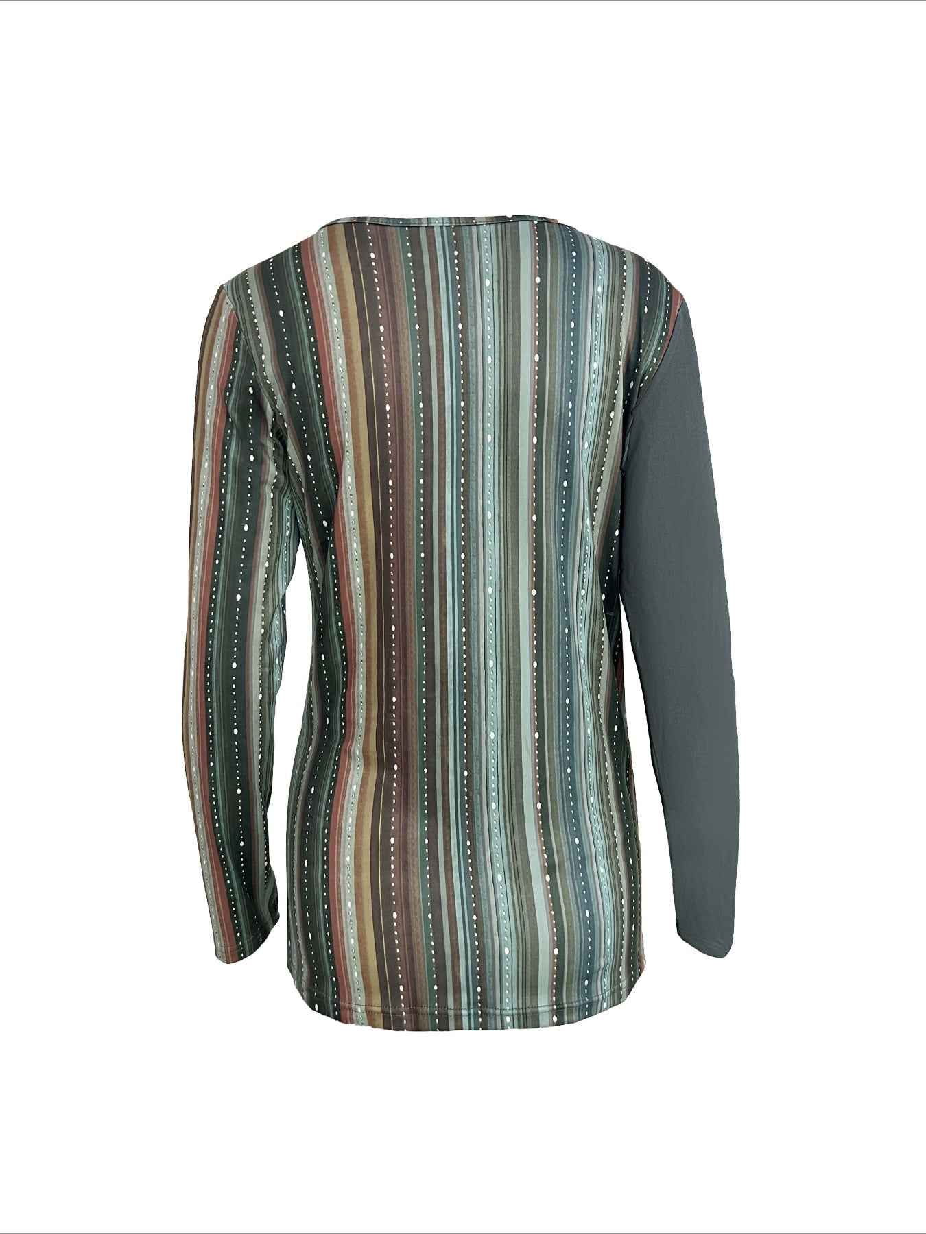 Allover Print Crew Neck T-Shirt, Casual Ring Linked Long Sleeve T-Shirt