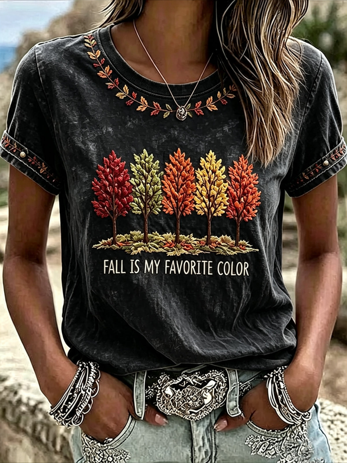 100% Cotton Floral Print Short Sleeve Crew Neck Top