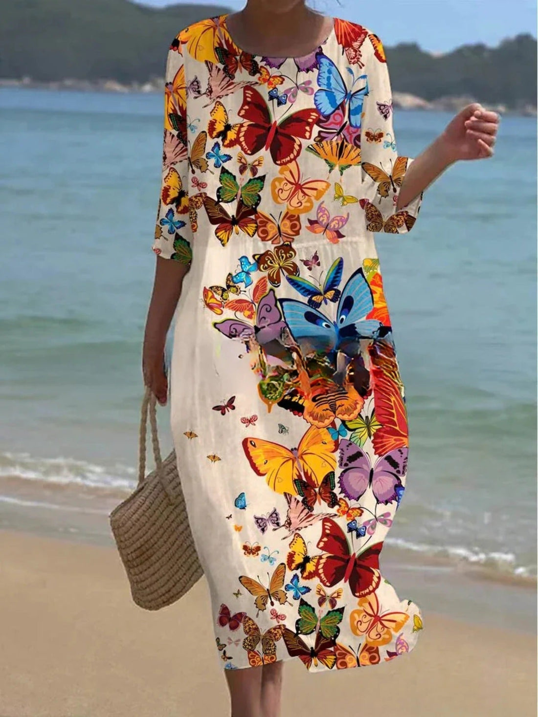 Floral Print Round Neck Short Sleeve Dress