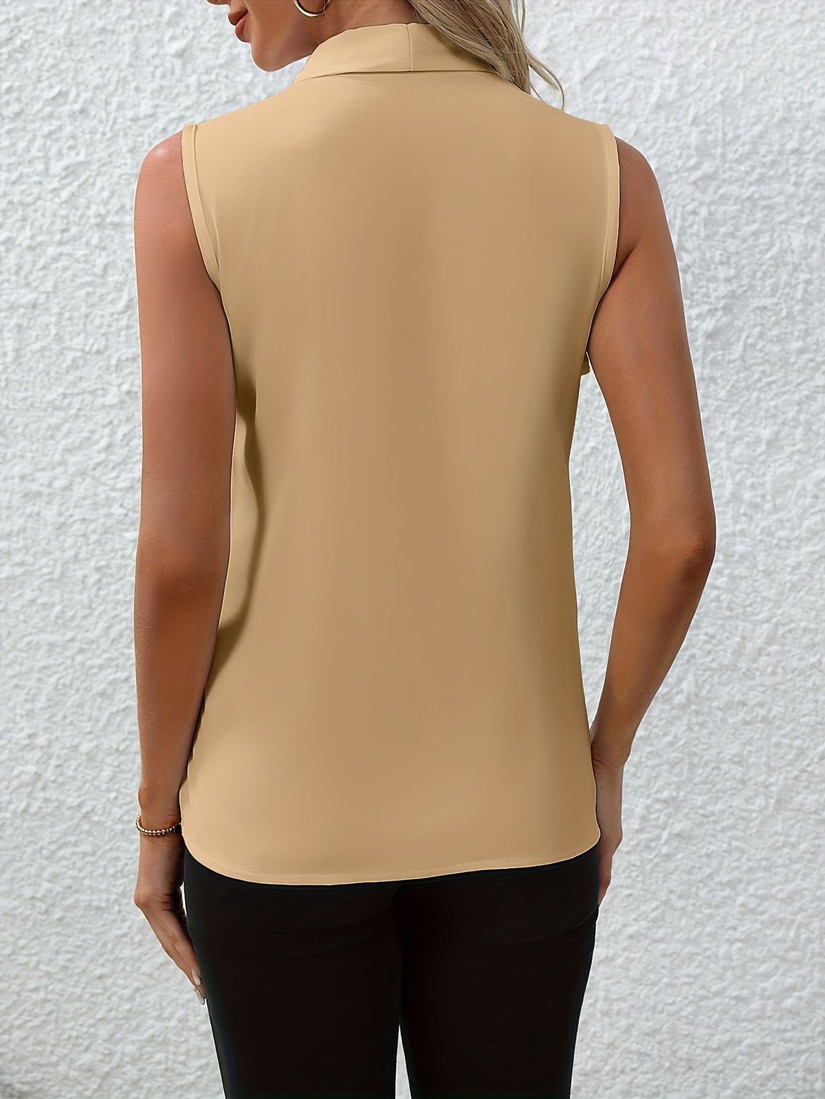 Chic V-neck Blouse, Elegant Sleeveless Top
