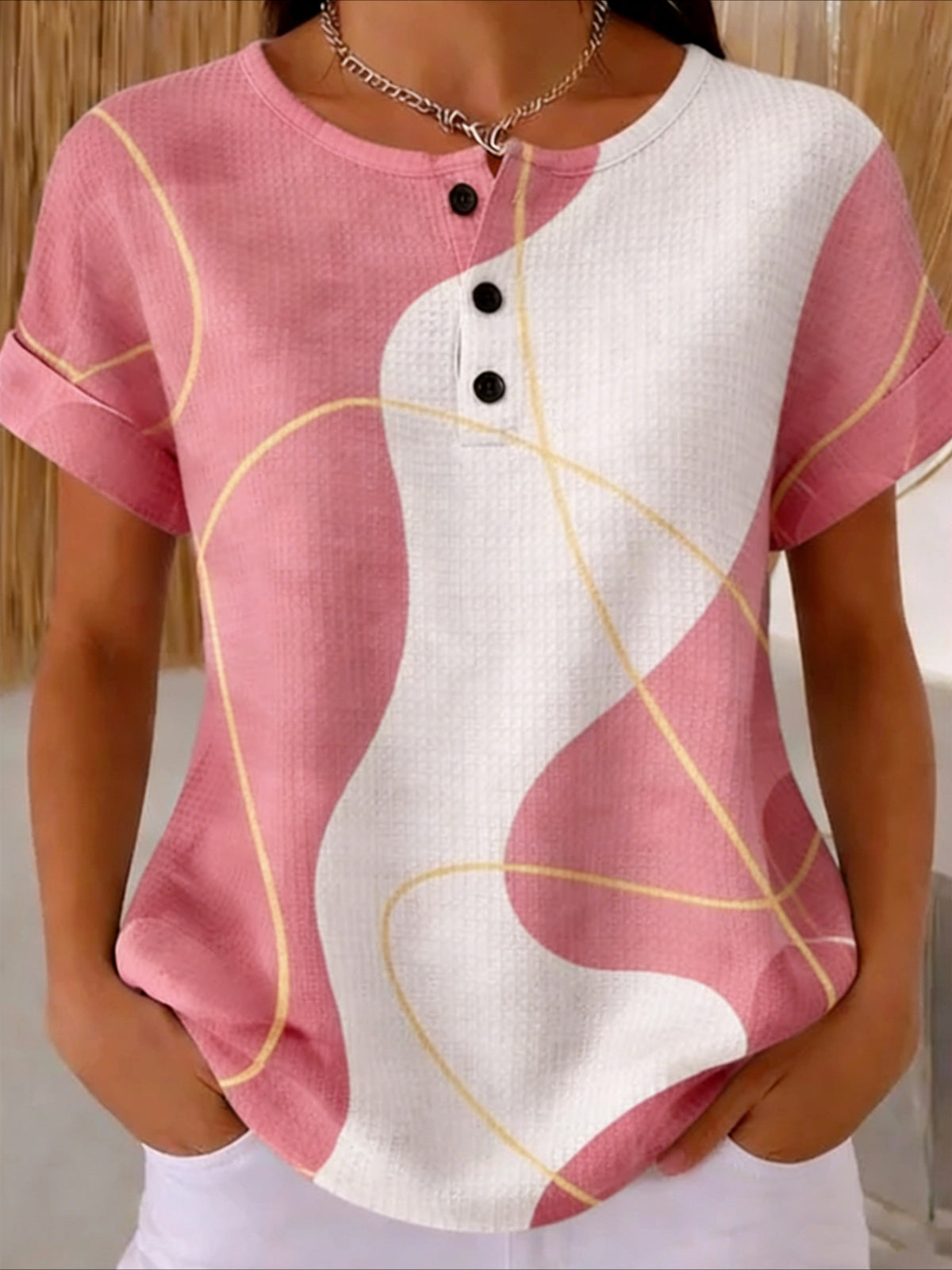 Loose Geometric Others Vintage T-Shirt