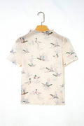 Beige Mallard Sheer Mesh Short Sleeve Top