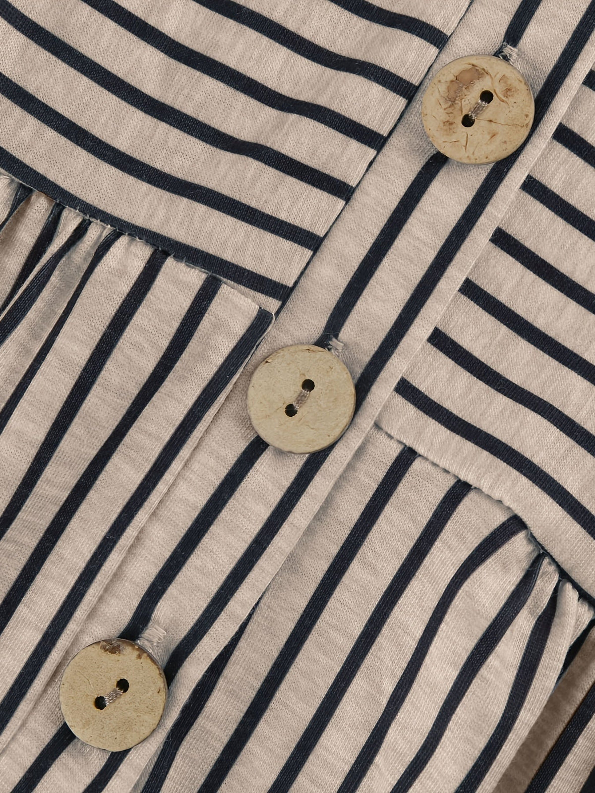 Striped Print Button Front Dress, Casual Short Sleeve Simple Dress
