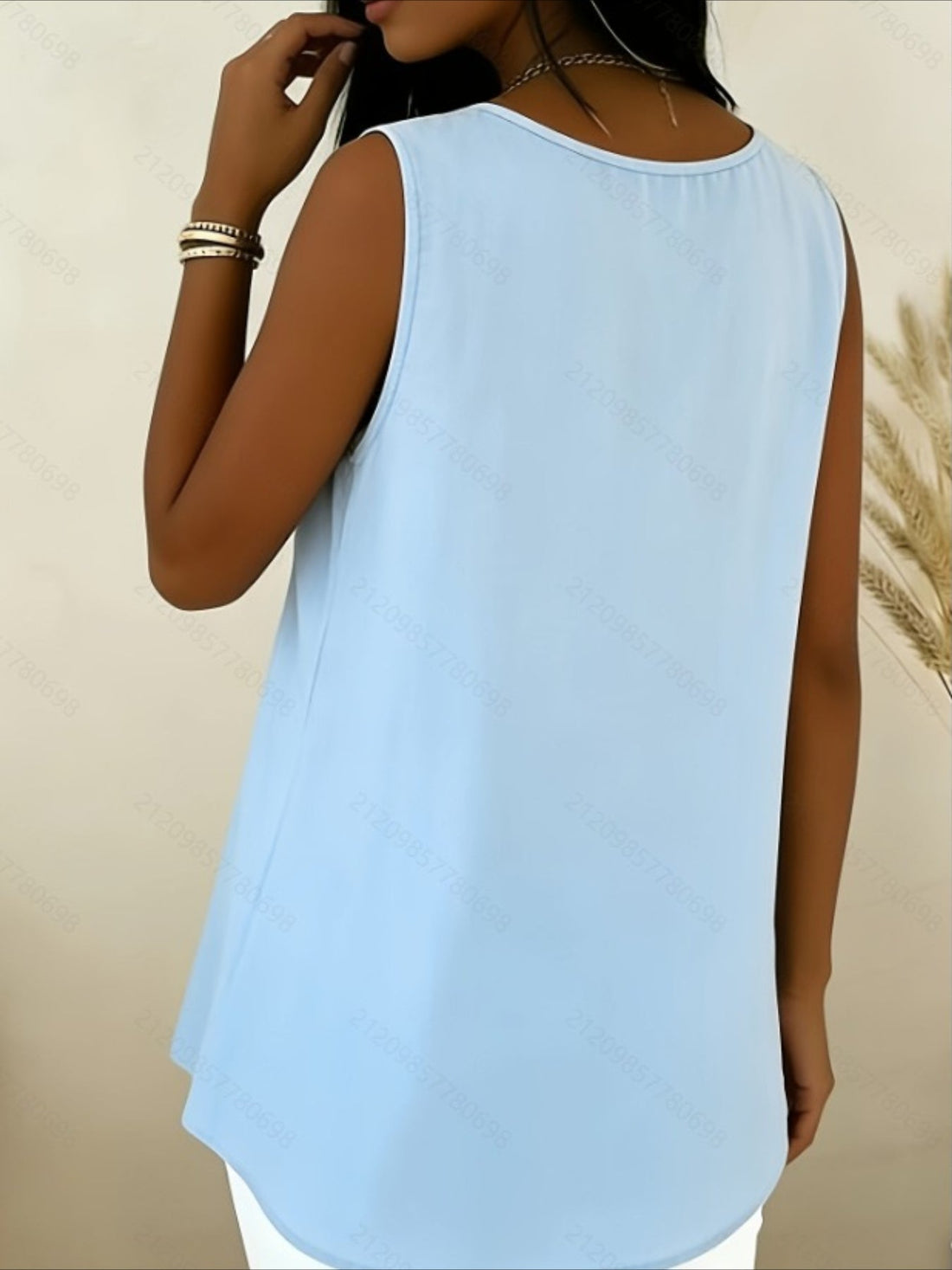 Elegant V Neck Sleeveless Button Summer Vacation Casual Tank Top