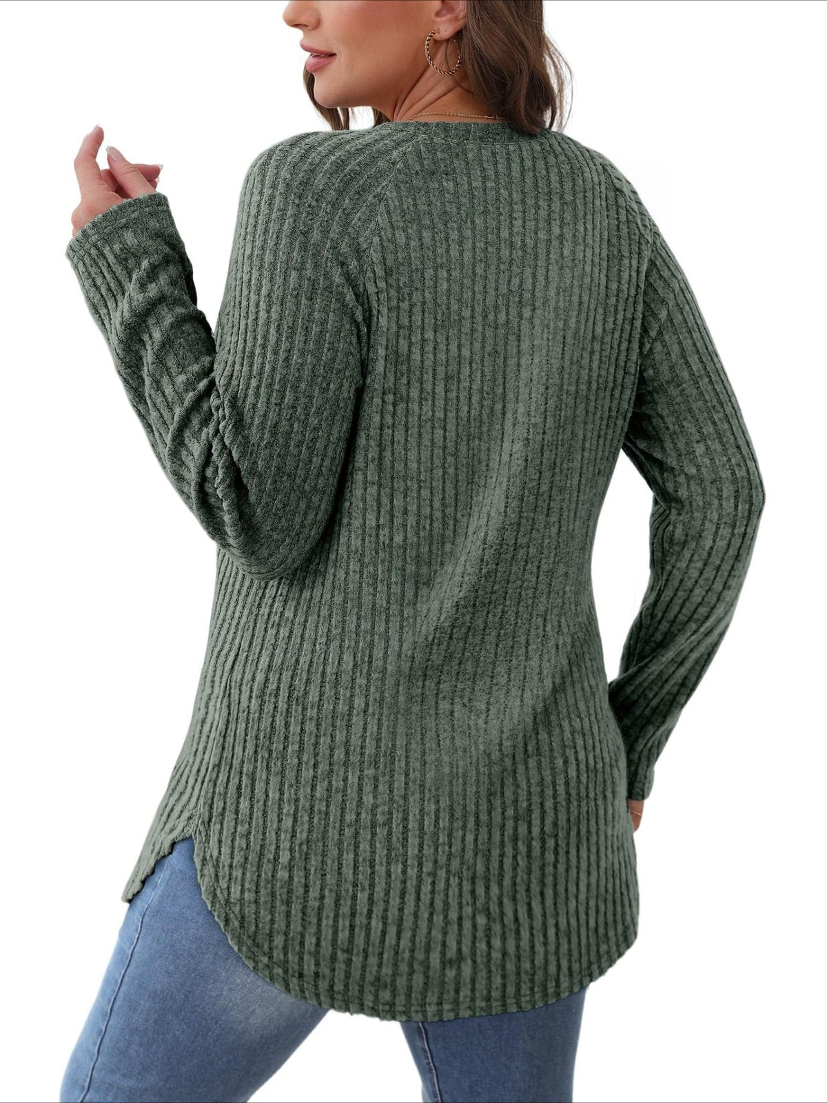 Soft Round Neck Pullover Long Sleeve Sweater