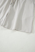 Khaki Stripe Dolman Sleeve Polo Shirt and Drawstring Shorts Set