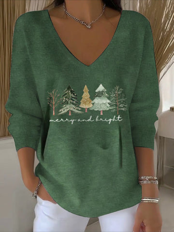 Green Long Sleeve Comfy Casual Sweater Tee