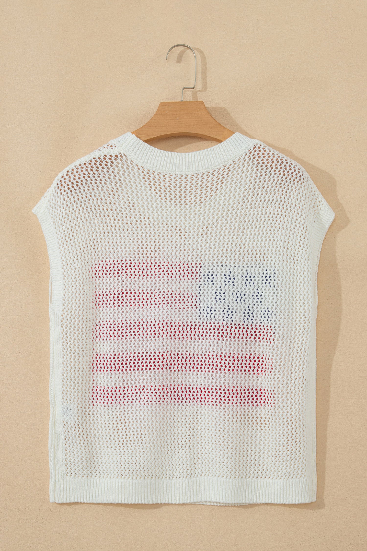 White Flag Graphic Short Sleeve Sweater Top