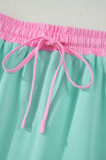 Moonlight Jade Colorblock Edge Drop Shoulder T Shirt and Skort 2Pcs Set