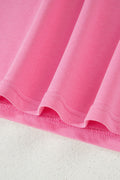 Sachet Pink Lace Patchwork Half Sleeve Top Elastic Waist Pants Two Piece Set