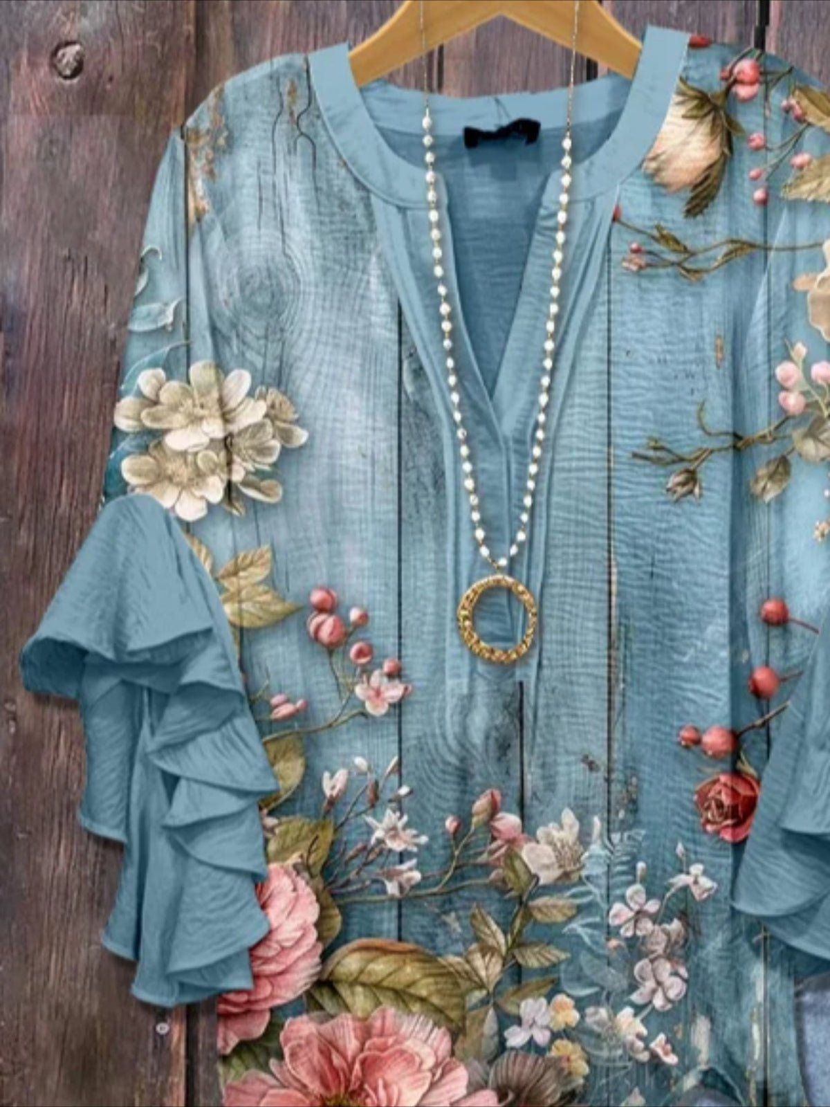 Floral Half Sleeve Shirt Summer Printing V Neck Daily Casual Top