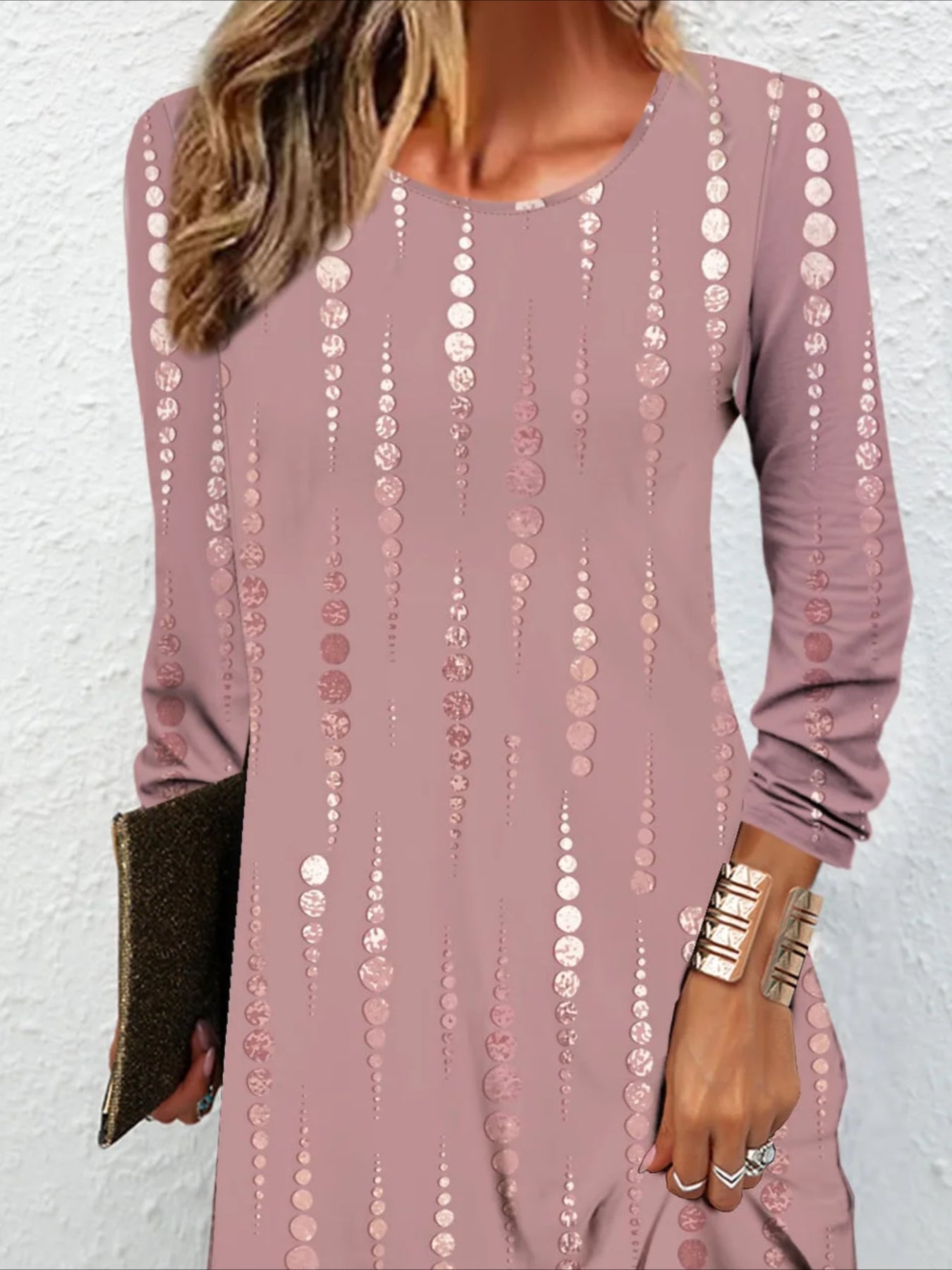 Long Sleeve Crew Neck Daily Going Out Casual Midi H-Line Dress