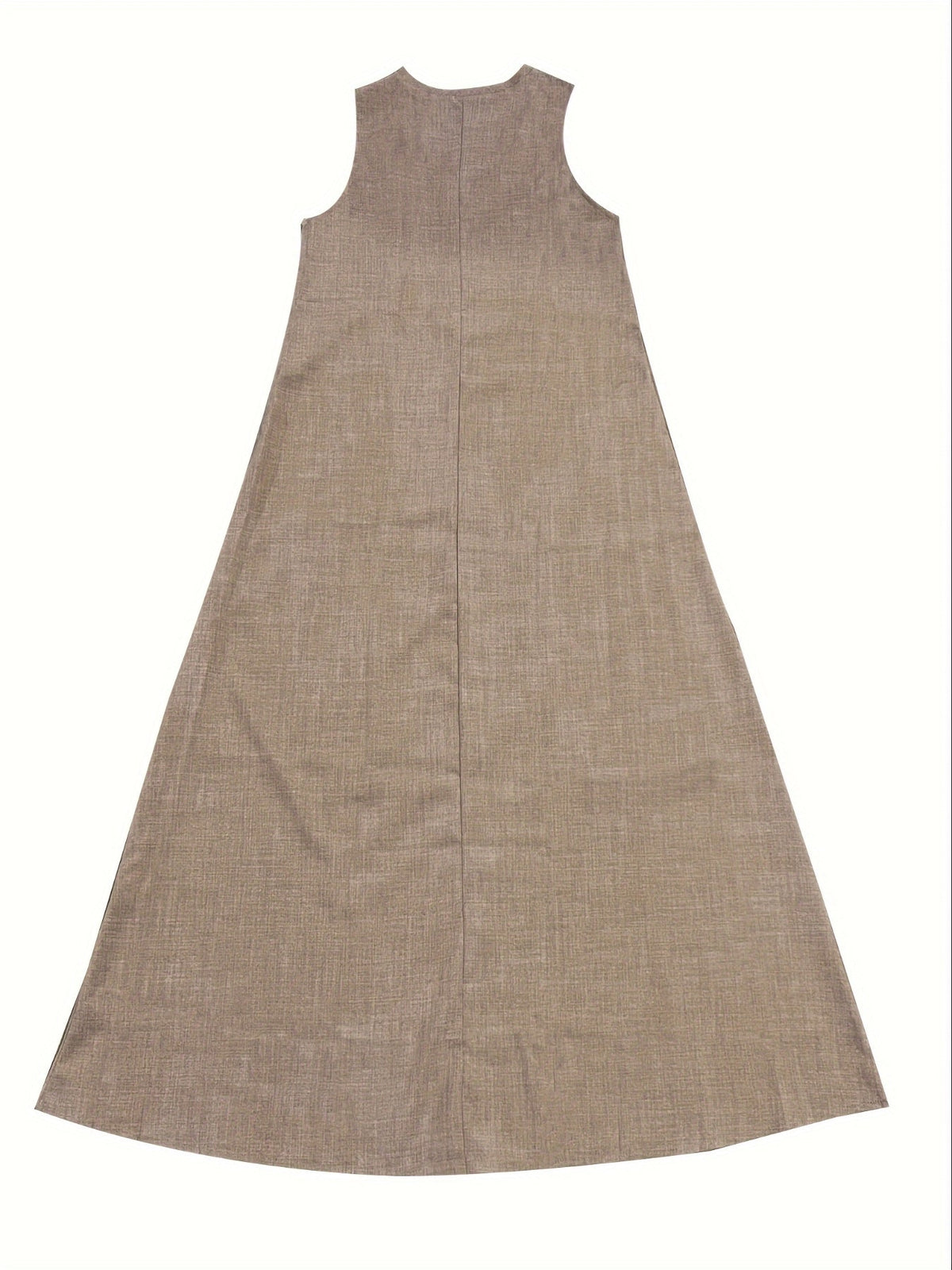 Solid Color V-Neck Maxi Dress, Casual Sleeveless Loose Dress
