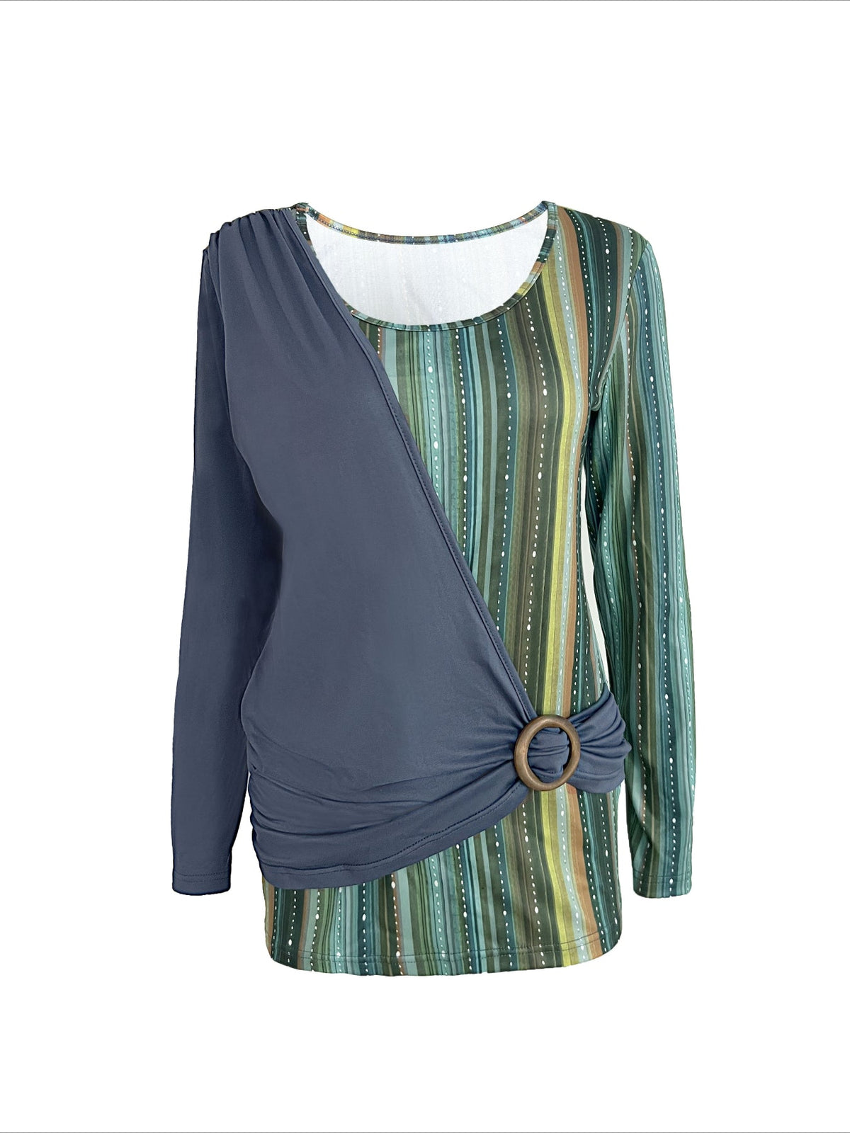 Allover Print Crew Neck T-Shirt, Casual Ring Linked Long Sleeve T-Shirt