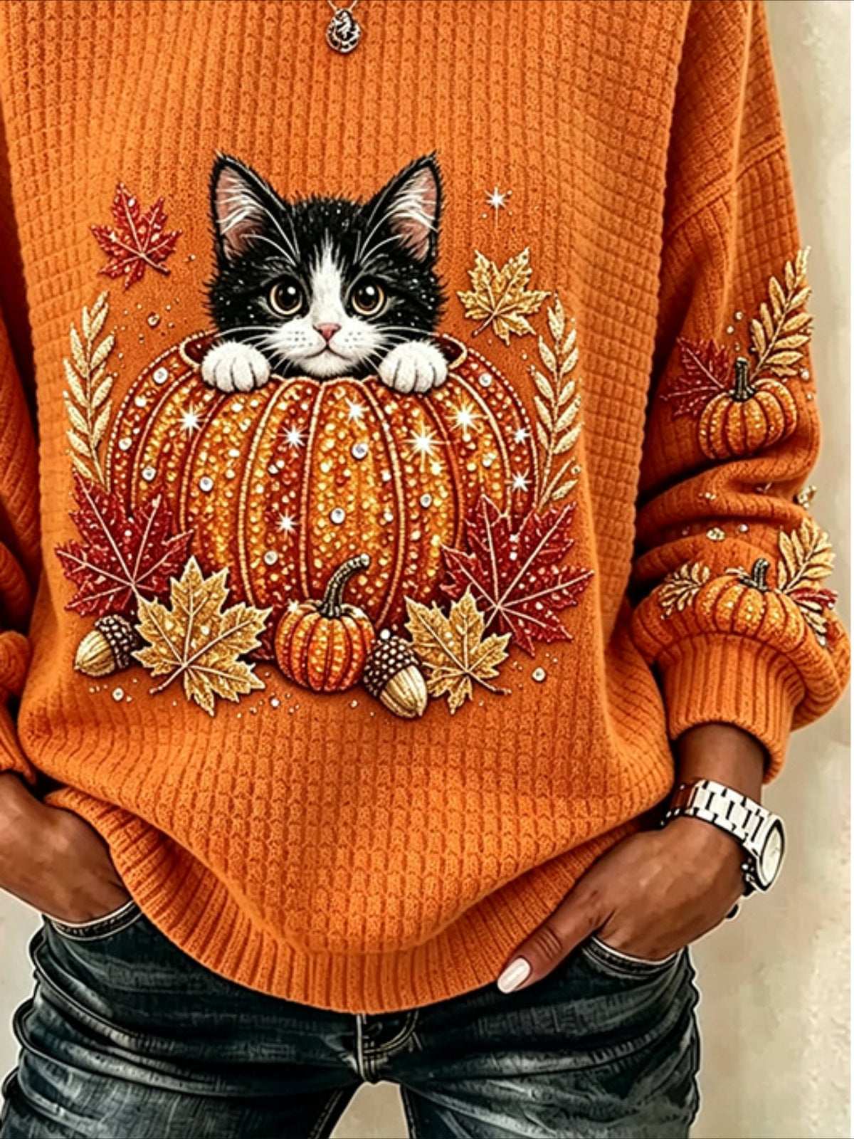 Casual Crew Neck Halloween Regular Fit Sweatshirt
