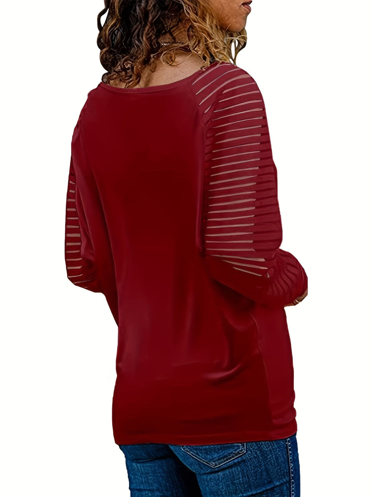 Striped Print Long Sleeve T-Shirt, Casual V Neck T-Shirt