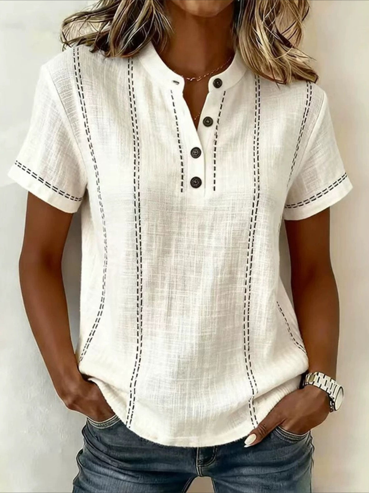 Short Sleeve Plain Regular Loose Shirt