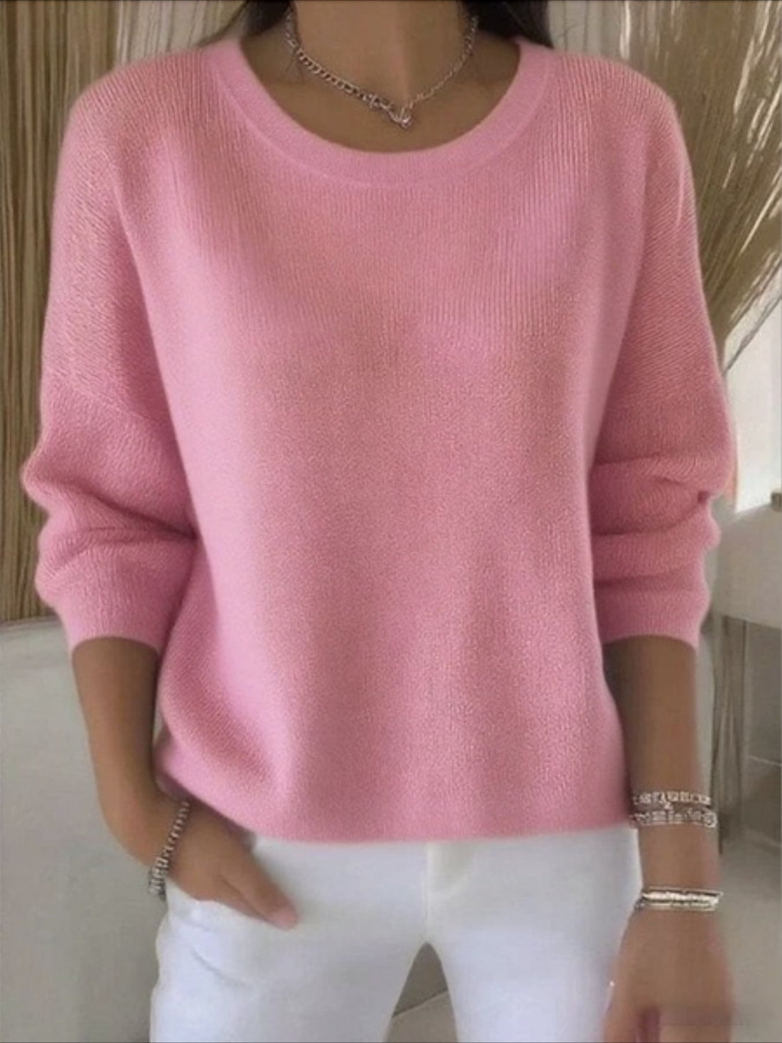 Crew Neck Floral Long Sleeve Comfy Casual Sweater Tee