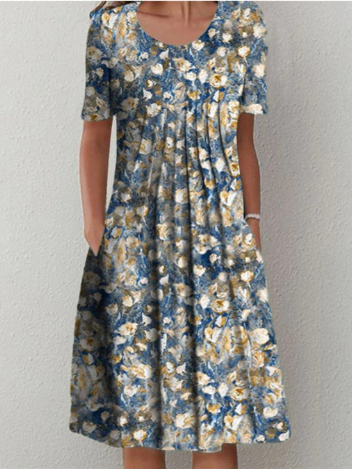 Casual Vacation Commute Floral Print Round Neck Short Sleeve Dress