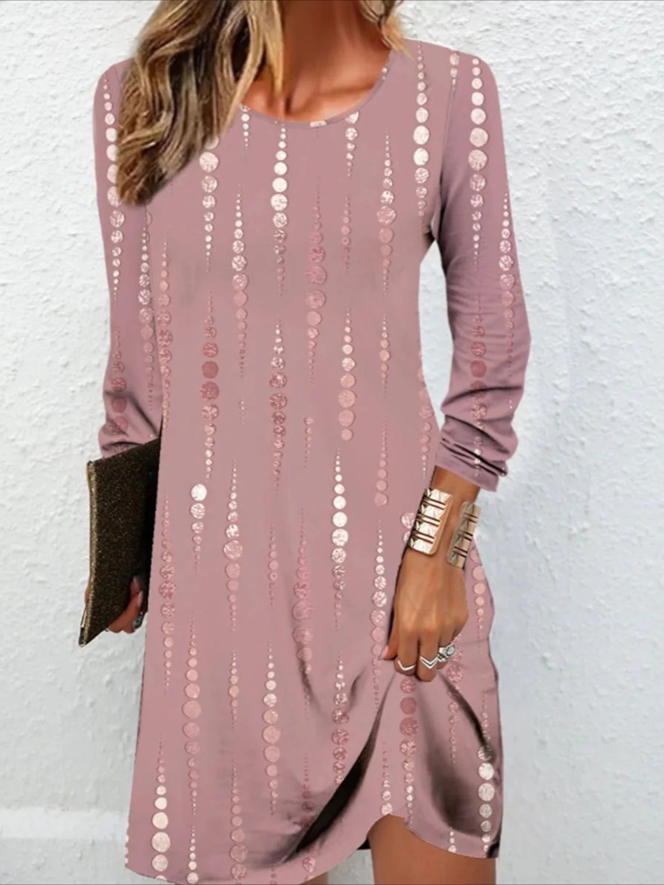 Long Sleeve Crew Neck Daily Going Out Casual Midi H-Line Dress