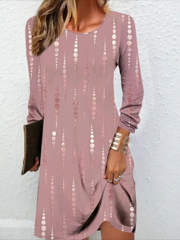 Long Sleeve Crew Neck Daily Going Out Casual Midi H-Line Dress