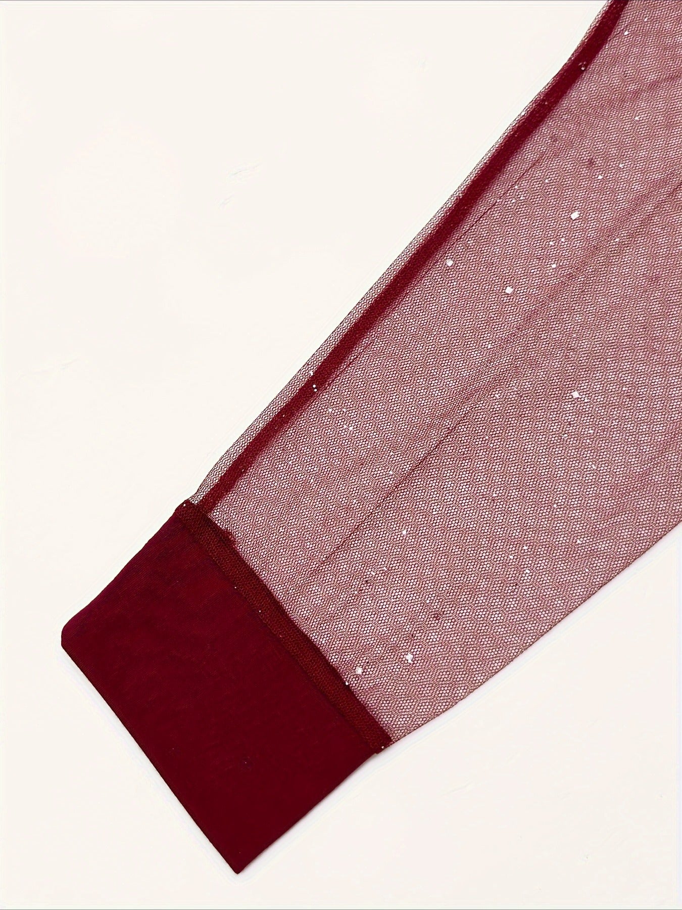 Casual Long Sleeve Sequined Contrast Mesh Top