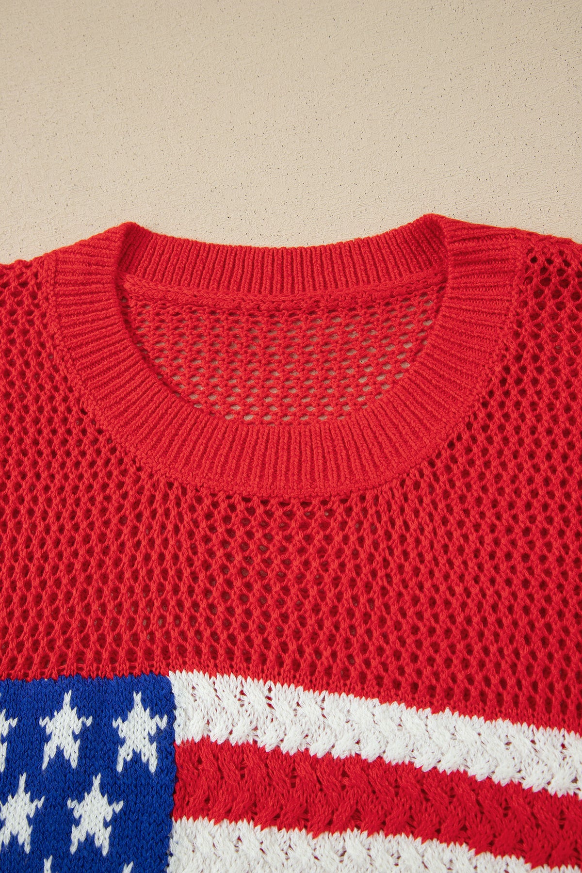 Fiery Red Flag Graphic Short Sleeve Sweater Top