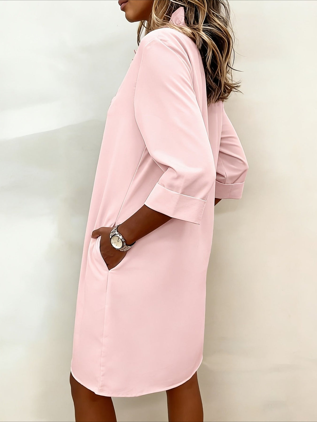 Gentle Style Elegant Commuter Solid Color Versatile Midi Dress