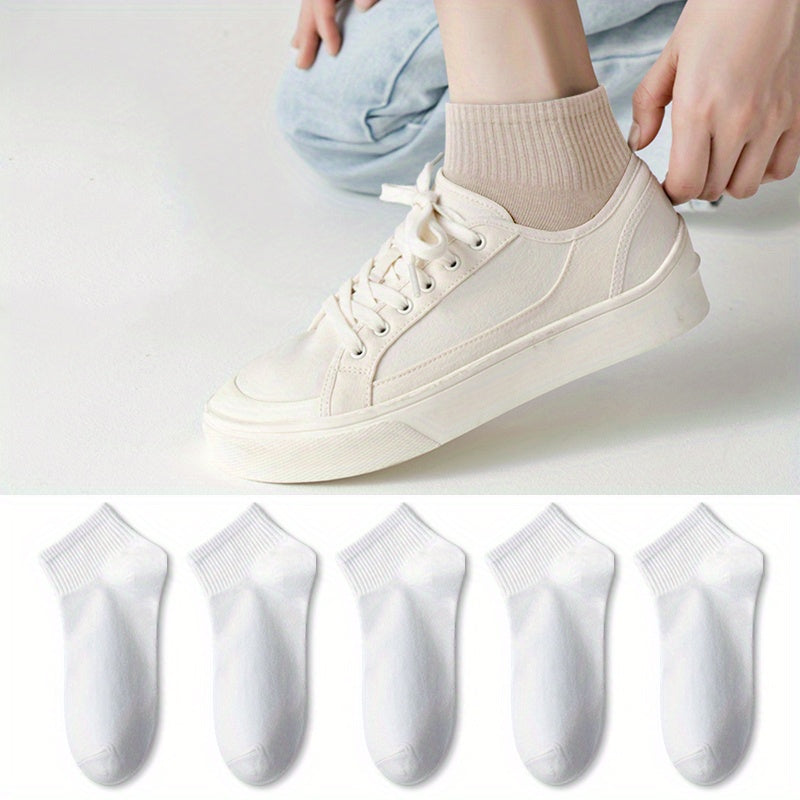 5/10 Pairs Colorful Ribbed Short Socks, Comfy & Breathable Elastic Ankle Socks