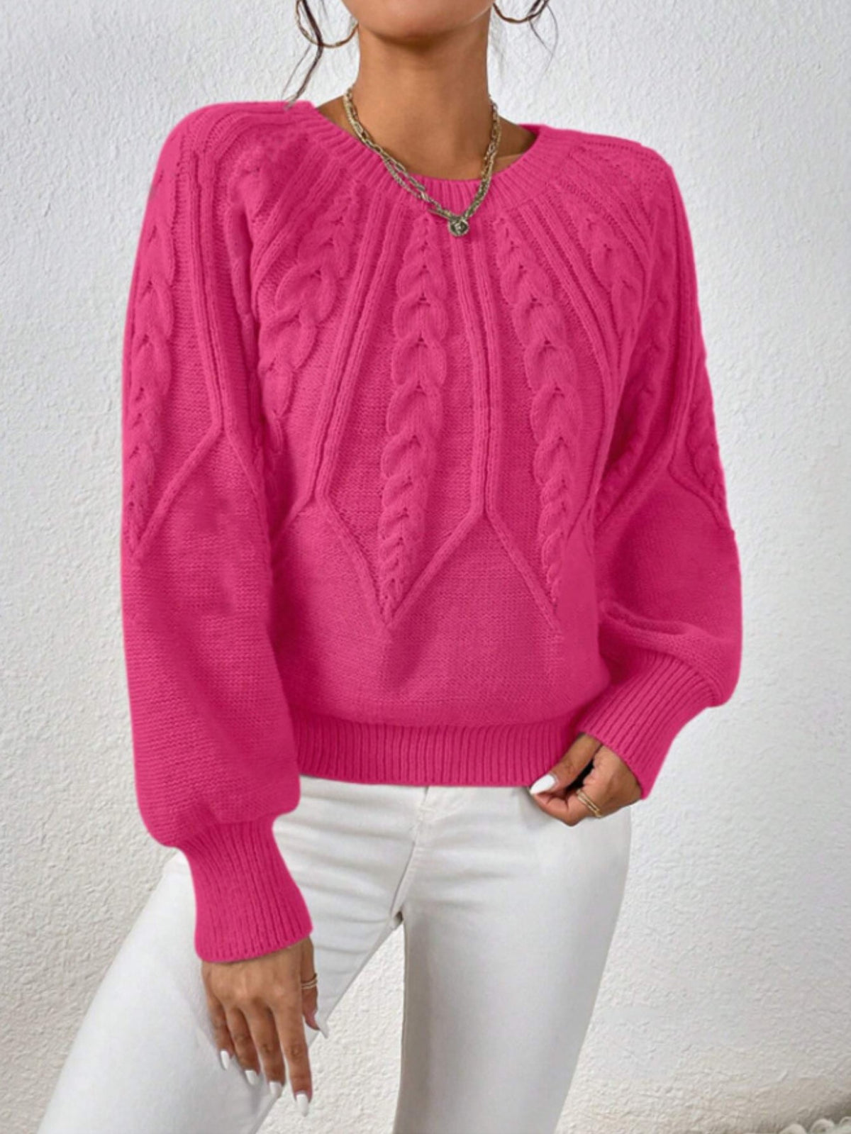 Casual Pullover Chic Knit Lantern Sleeves & Ruffle Detail Sweater