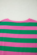 Rose Stripe Dolman Tee Drawstring Skort Athletic 2pcs Set