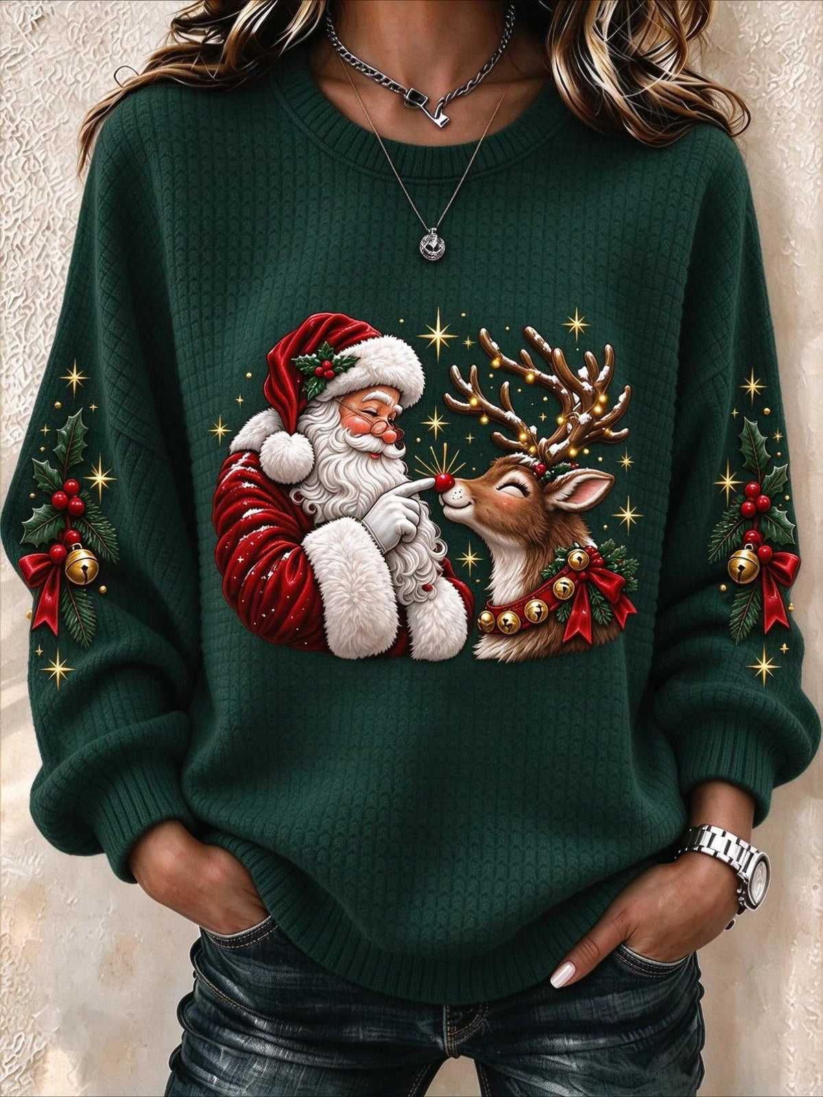 Christmas Tree Casual Crew Neck Regular Fit Sweatshirt