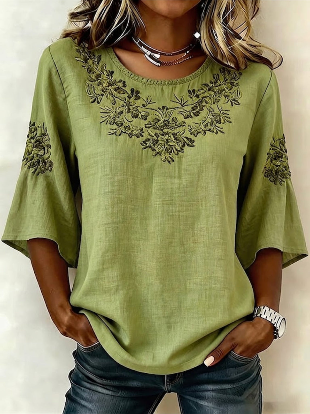 Loose Cotton And Linen Half Sleeve Vintage Shirt