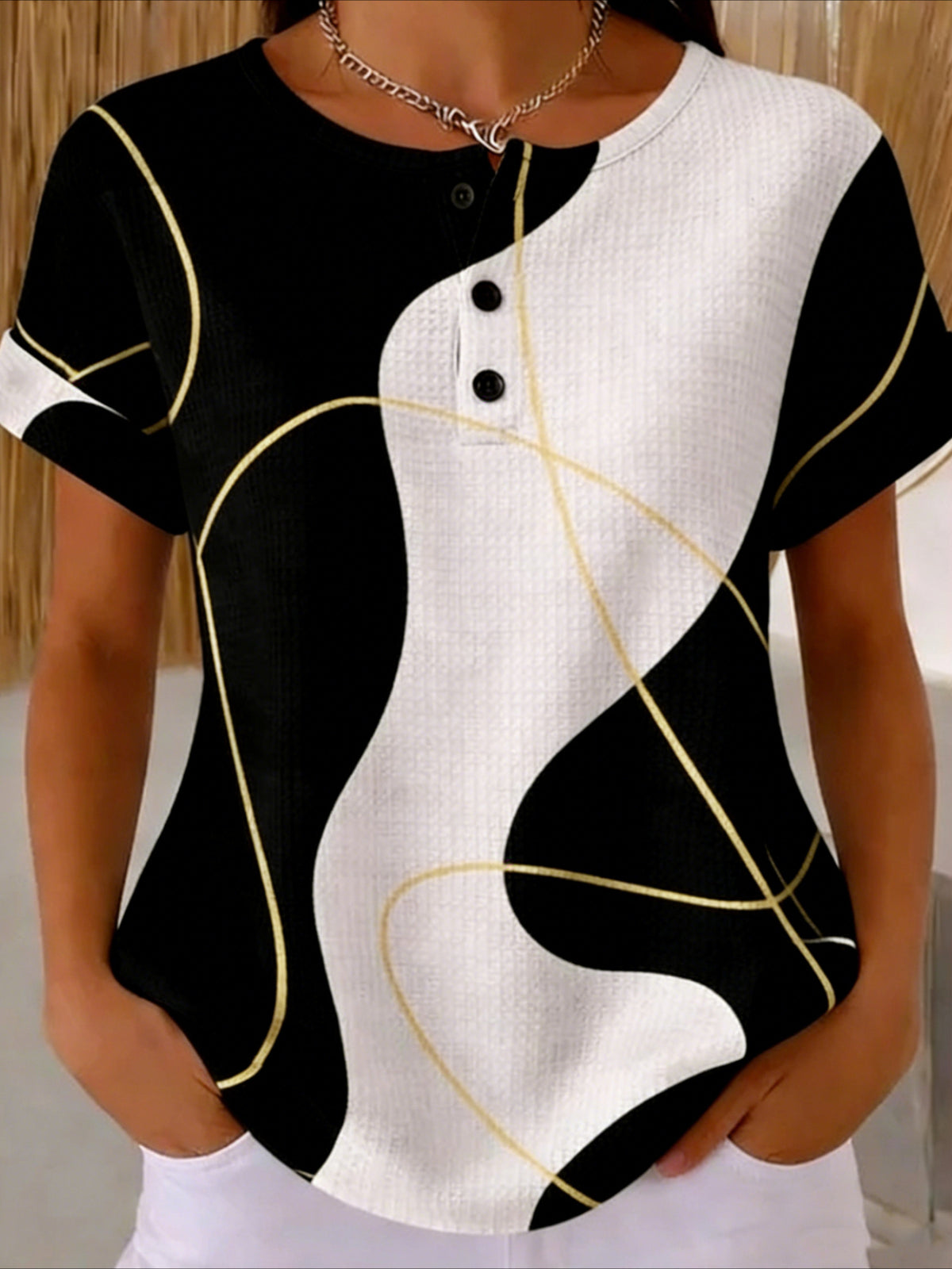 Loose Geometric Others Vintage T-Shirt