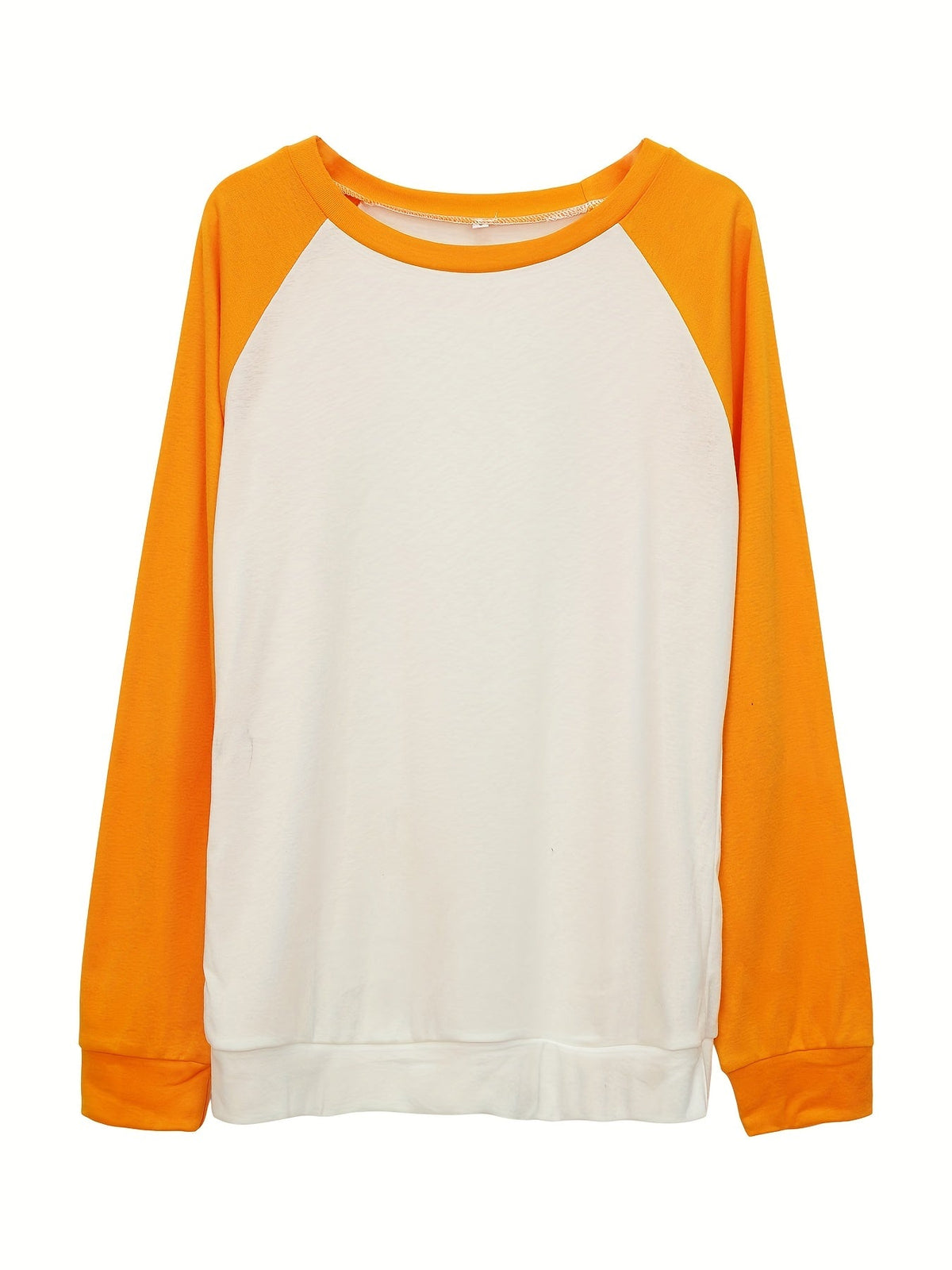 Color Block Long Sleeve Shirt, Oversized Crew Neck Top