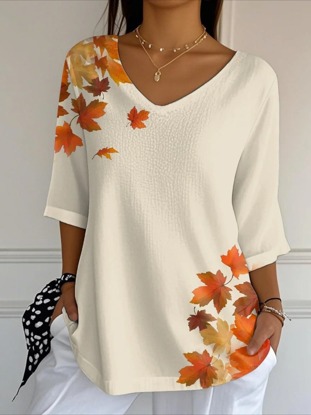 Halloween Crew Neck Three Quarter Sleeve T-shirt