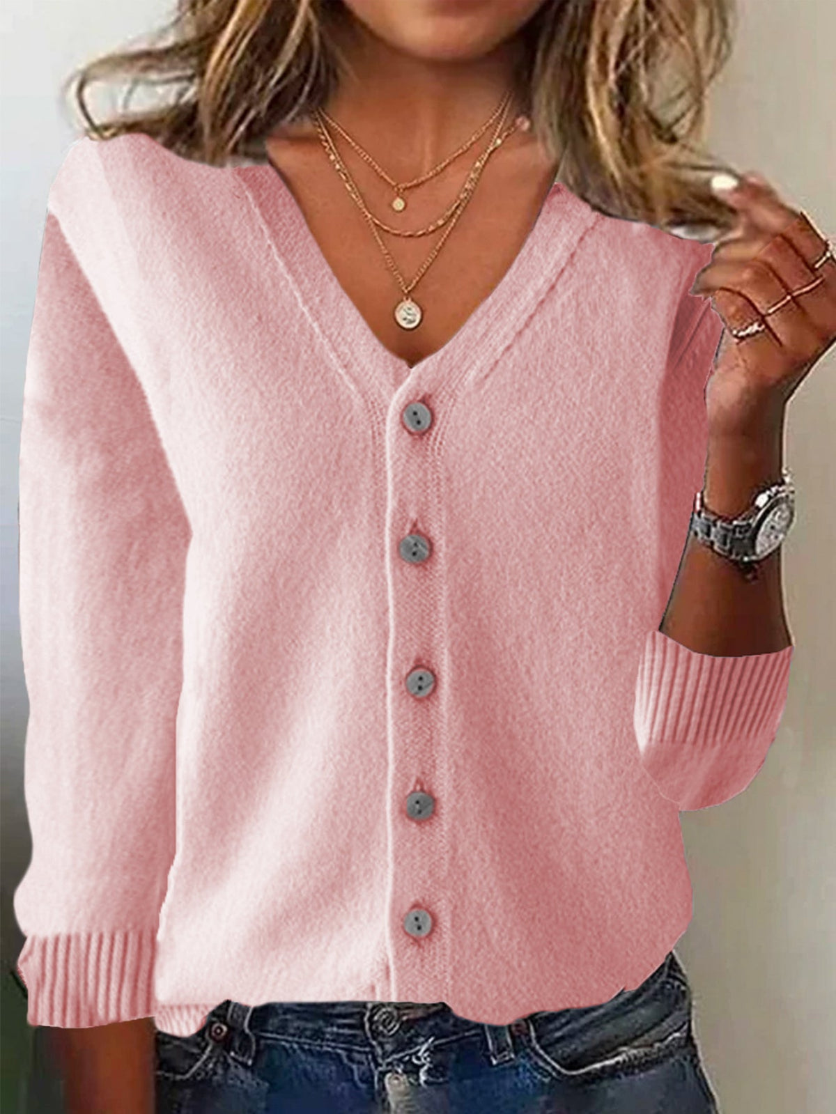 Casual Spring/Fall Plain Wool/Knitting Cardigan