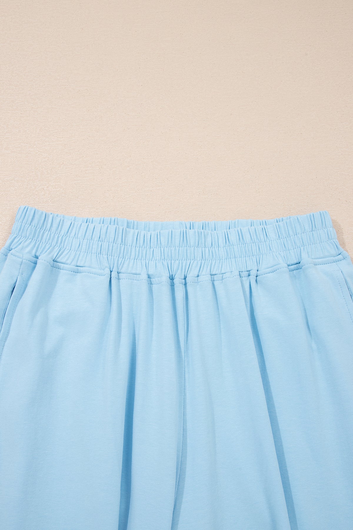 Beau Blue Solid Color Cropped Tank Top and Jogger Pants Set