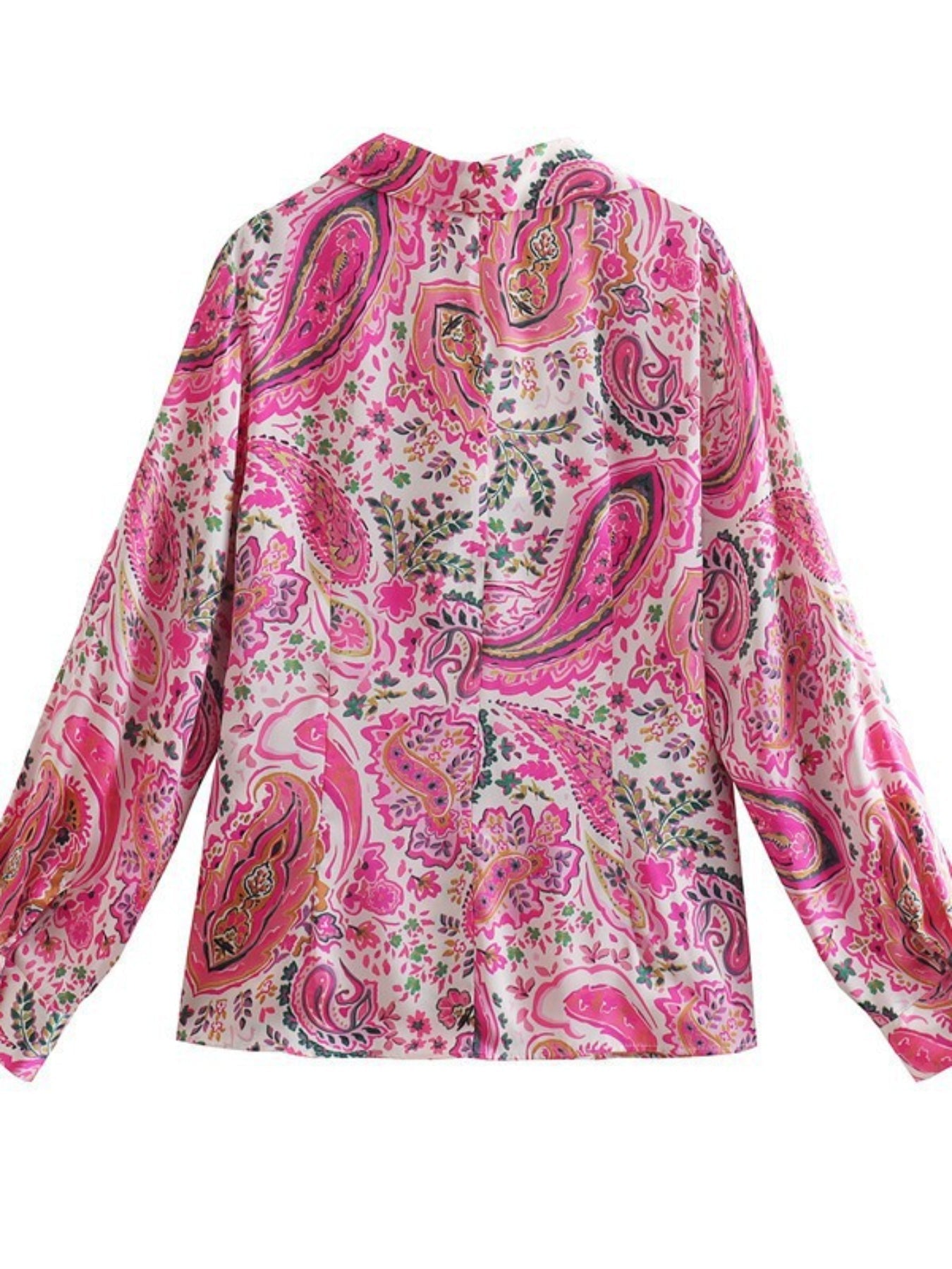 Paisley Print Polo Collar Shirt, Casual Long Sleeve Shirt