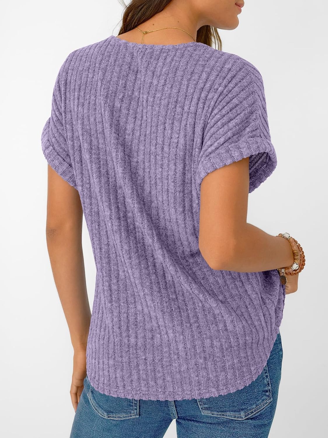 Solid Color Short Sleeve V Neck Shirts