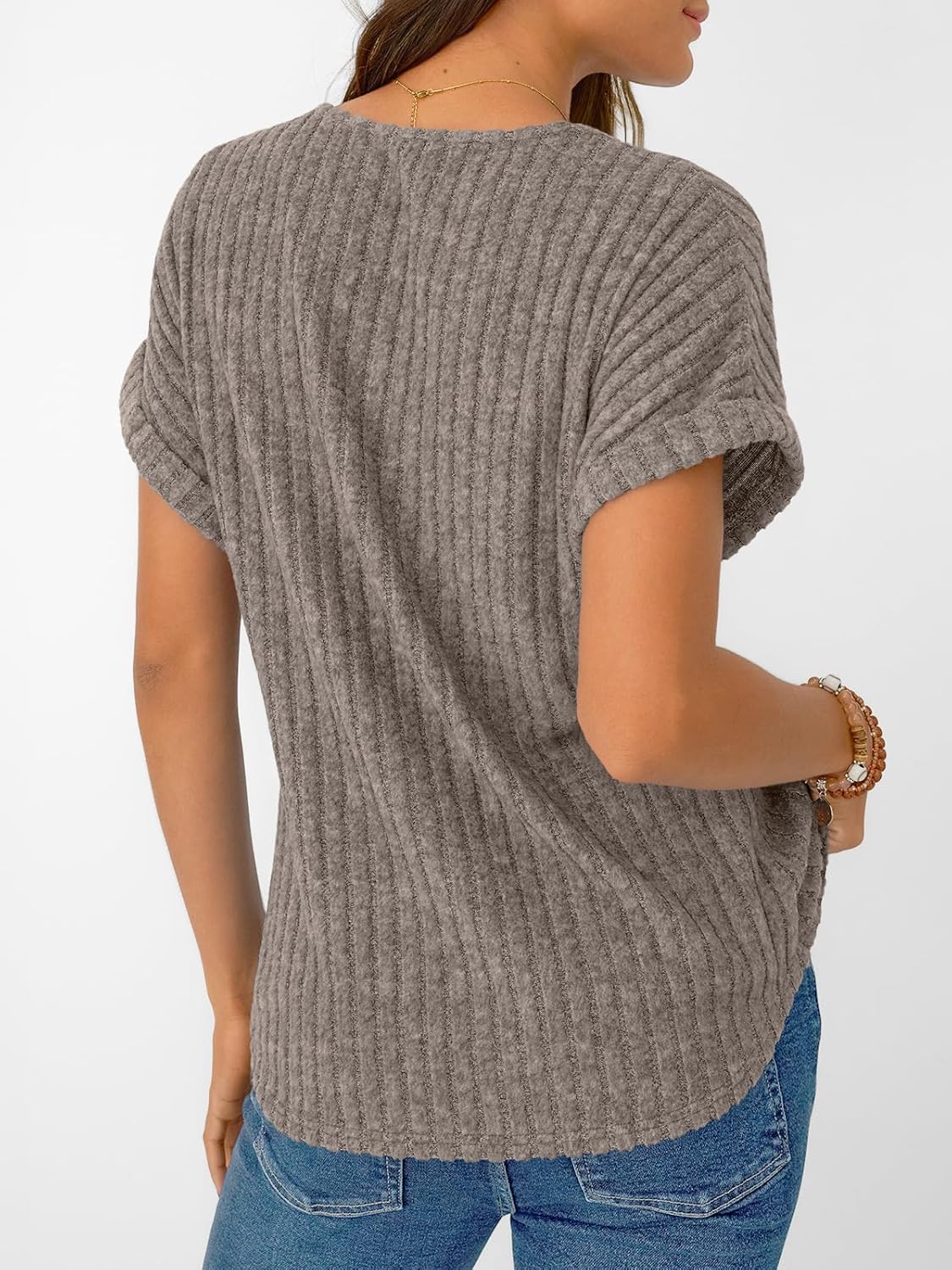 Solid Color Short Sleeve V Neck Shirts