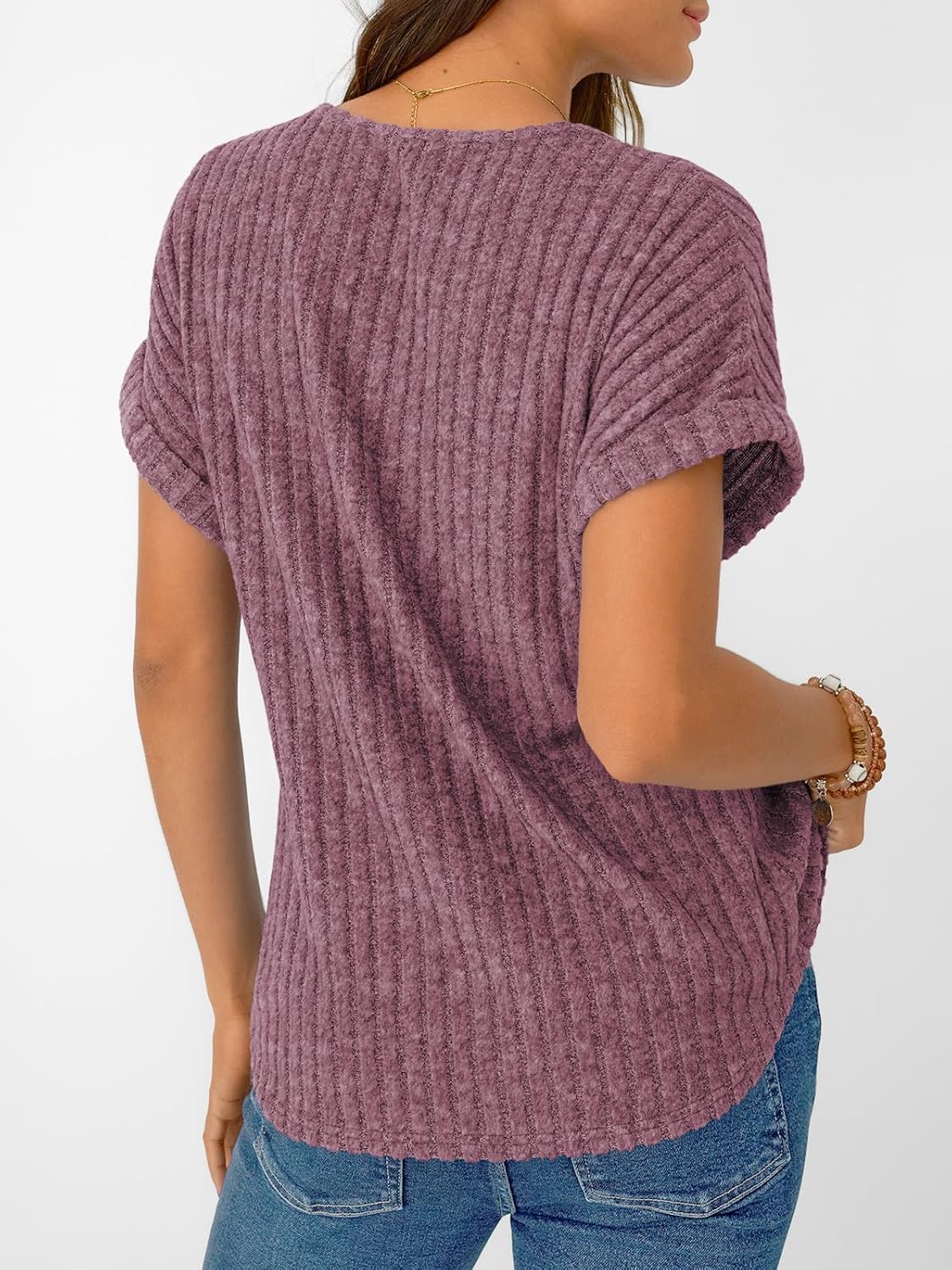 Solid Color Short Sleeve V Neck Shirts